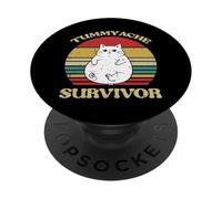 Fat Cat Tummy Ache Survivor Funny Saying Meme Men Women Kids PopSockets Adhesive PopGrip