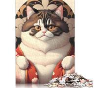 Fat Cat Wear Kimono Jigsaw Puzzles Puzzle for Adults Kids. 1000 Piece Great Gifts Challenge Toy Educational Games Home Decoration for Educational Games Gifts 1000pcs (38x26cm)