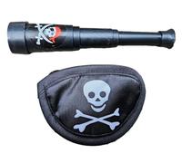 Fat-catz-copy-catz 1x Set Boys Children's Pirate's Skull CrossBone Eye Patch & Mini Telescope Binoculars Halloween Fancy Dress Prop