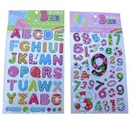 Fat-catz-copy-catz 2X Sheets Colourful Letters & Numbers Alphabet Puffy 3D Style Decal re-usable Stickers for Craft Kids Scrap Books Birthday Cards