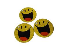 Fat-catz-copy-catz 3x small yellow smiley face smooth iron on heat transfer clothes patch