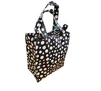 Fat-catz-copy-catz Black/white spotted polka dots print pvc faux leather cute ladies, kids, lunch bag, handbag