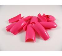 Fat-catz-copy-catz False medium/long length French Acrylic half tips false fake nails & glue, 10 different sizes (10 of each size) (100x Neon pink Tips)