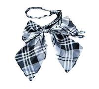 Fat-catz-copy-catz Ladies girls fashion satin bow neck tie cravat 15+ colours party fancy dress: leopard, spotted, stripes (Ladies White Tartan Tie)