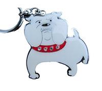 Fat-catz-copy-catz Large Angry British Bull-Dog Black or White with diamonte collar keyring handbag charm (white)