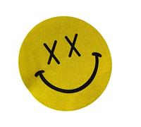 Fat-catz-copy-catz Large Yellow Happy Face Smooth Iron on Heat Transfer Clothes Patch for T-shirts 17.5cm Diameter