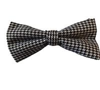 Fat-catz-copy-catz Mens Unisex Pre-Tied adjustable Black/White Dog Tooth houndstooth Check print, cotton dickie bow tie