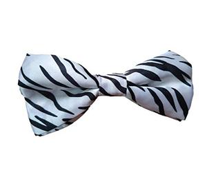 Fat-catz-copy-catz Mens Unisex Pre-Tied adjustable Black White Zebra print stripes bow tie satin polyester
