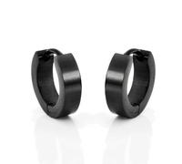 Fat-catz-copy-catz One Pair Men's Unisex Black Stainless Steel Hinged Huggies Fashion Earrings Jewellery 1.5cm Diameter