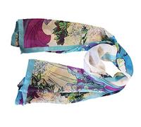 Fat-catz-copy-catz Pink, red or Blue Soft Chiffon feel Ladies Beautiful Traditional Japanese Chinese Geisha print Scarf Shawl 150cm x 50cm