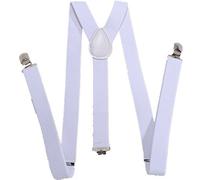 Fat-catz-copy-catz Quality Slim Narrow Adjustable Unisex Adult Child Elastic Clip-on Braces Suspender Y back Neon Belt One Size, posted from London (white braces)