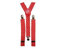 Fat-catz-copy-catz Quality Slim Narrow Adjustable Unisex Adult Child Elastic Clip-on Braces Suspender Y back Neon Belt One Size (Red Polka Braces)
