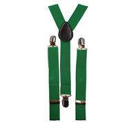 Fat-catz-copy-catz Quality Slim Narrow Adjustable Unisex Adult Child Elastic Clip-on Braces Suspender Y back Neon Belt One Size (Dark Green Braces)