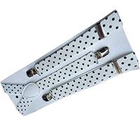Fat-catz-copy-catz Quality Slim Narrow Adjustable Unisex Adult Child Elastic Clip-on Braces Suspender Y back Neon Belt One Size (White Polka Braces)