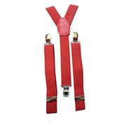 Fat-catz-copy-catz Quality Slim Narrow Adjustable Unisex Adult Child Elastic Clip-on Braces Suspender Y back Neon Belt One Size (Red Glitter Braces)