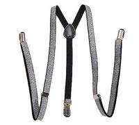 Fat-catz-copy-catz Quality Slim Narrow Adjustable Unisex Adult Child Elastic Clip-on Braces Suspender Y back Neon Belt One Size, posted from London (silver glitter braces)