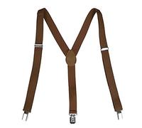 Fat-catz-copy-catz Quality Slim Narrow Adjustable Unisex Adult Child Elastic Clip-on Braces Suspender Y back Neon Belt One Size, posted from London (dark brown braces)