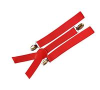 Fat-catz-copy-catz Quality Slim Narrow Adjustable Unisex Adult Child Elastic Clip-on Braces Suspender Y back Neon Belt One Size, (red braces)