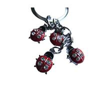 Fat-catz-copy-catz Red 4 piece ladybird insect with diamonte detailing keyring