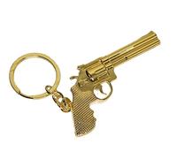 Fat-catz-copy-catz Replica Novelty Solid Metal Gold Tone Cowboy Pistol Revolver Model Gun Keyring 7cm
