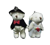Fat-catz-copy-catz Set of 2 small bride & groom poseable, jointed wedding cake toppers teddy bears