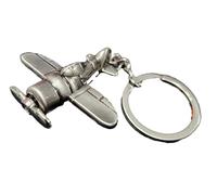 Fat-catz-copy-catz Silver colour solid metal Aeroplane Jet Plane moving propellor enamel keyring gift