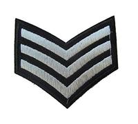 Fat-catz-copy-catz U.S Army, Sergeants stripes Military sew on embroidered clothes patch (Silver Sergeants Stripes)