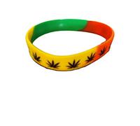 Fat-catz-copy-catz Unisex Fashion Ganja Leaf Marijuana Print Hippy Silicone wrist band bracelet (Rasta Ganja Silicone)