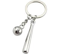 Fat-catz-copy-catz Unisex Novelty Silver Tone Mini Sports Baseball Bat & Ball Keyring