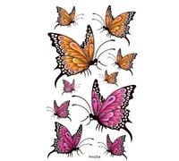 Fat-catz-copy-catz Various Designs Ladies Girls Roses Butterflies Black Stars Temporary Tattoos Parties Gift Bags Pinata (Orange/Pink Butterflies)