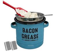 Fat Container | 1200 Milliliters Enamel Storage,Cooking Fat Container - Meal Prep Frying Baking Roasting Holidays Camping Thanksgiving Day