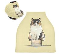 Fat Cute Cat Kitten Stretchy Baby Car Seat Cover,Canopy Nursing Covers,Soft Breathable Windproof Scarf Changepad for Winter Infant Breastfeeding Boys