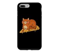 Fat Cute Cat Pizza Cartoon Orange Tabby Slice Snack Art Case for iPhone 7 Plus/8 Plus