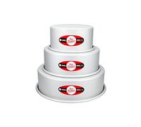 Fat Daddio's Anodized Aluminum 3-Tiered Round Cake Pan Set 3 Inch Depth, 4", 6", 8"