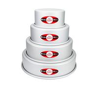 Fat Daddio's Anodized Aluminum 4-Tiered Even Round Cake Pan Set, 3 Inch Depth
