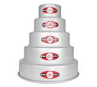 Fat Daddio's PRD-5ODD3 Anodized Aluminum 5-Tiered Odd Round Cake Pan Set, 3 inch depth
