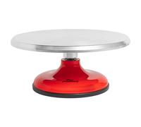 Fat Daddio's TT-1255 Revolving Cake Stand, Red and Silver