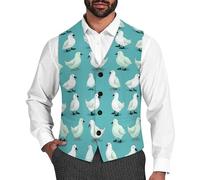 Fat Dodo Birds Men's Suit Vest Formal Dress Waistcoat Vest Casual Business Vests for Suit Or Tuxedo 2XL