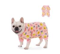 Fat Dog Clothes,Elastic French Bulldog 4 Legged Pajamas Pet Anti-Hair Onesies Lovely Dog Outfit Jumpsuit for Small Medium Dogs_S(Pink)
