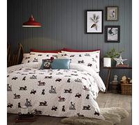 Fat Face Sledging Dogs Double Duvet Cover Set 100% Brushed Cotton Reversible