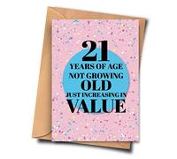 Fat Flamingos 21st Birthday Card - 21 Years of Age Not Growing Old Just Increasing in Value Funny Card for Him, Mom, Husband (A5 - 5.8x8.3inch - 14.8x210cm) With Envelope