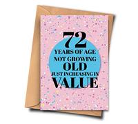 Fat Flamingos 72nd Birthday Card - 72 Years of Age Not Growing Old Just Increasing in Value Funny Card From Her, Nephew, Bride (A5 - 5.8x8.3inch - 14.8x210cm) With Envelope