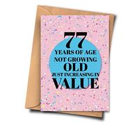 Fat Flamingos 77th Birthday Card - 77 Years of Age Not Growing Old Just Increasing in Value Funny Card for Him, Granddaughter, Grandfather (A5 - 5.8x8.3inch - 14.8x210cm) With Envelope