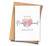 Fat Flamingos 92nd Birthday Card Stylish Design Water Colour Heart unisex card - For Him, Grandad, From her, Friend, Grandparent (A5 - 5.8x8.3inch - 14.8x210cm)