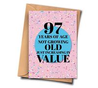 Fat Flamingos 97th Birthday Card - 97 Years of Age Not Growing Old Just Increasing in Value Funny Card for Him, Parent, Girlfriend (A5 - 5.8x8.3inch - 14.8x210cm) With Envelope