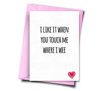 Fat Flamingos Funny Adult Card, Rude Anniversary Card, Silly Card for Boyfriend, Girlfriend, Husband, Wife I Like It When You Touch Me Where I Wee, A5 - 5.8x8.3inch - 14.8x210cm