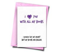 Fat Flamingos I Love You With All My Boobs I Would Say My Heart But My Boobs Are Bigger, Wedding Anniversary Cards, Unique Anniversary Cards, Girlfriend, A5 - 5.8x8.3inch - 14.8x210cm
