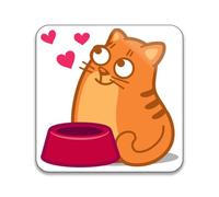 Fat Ginger Cat Being Greedy 55mm x 55mm Square Fridge Magnet