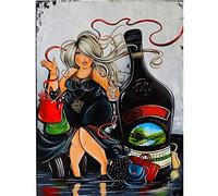 Fat Lady 5d DIY Diamond Painting Art Kits Fat Woman Drinking Leisure Life Cross Stitch Round Full Drill Embroidery for Adults Craft Gift for Relaxation and Home Wall Decor 40×50cm