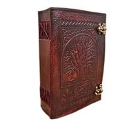 Fat Leather Journal, Tree of Life -Writing Notebook Handmade Leather Bound Daily Notepads for Men and Women Blank Paper 25 x 18 cm - Art Sketchbook, Travel Diary and Journals to Write in